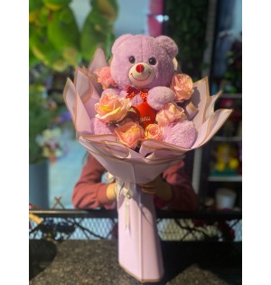 ayıcıklı buket pembe